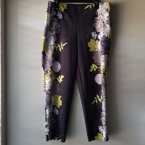 NWT Joseph Ribkoff Black Floral Print Crop Pants Scuba 16